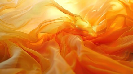 Obraz premium Abstract background with smooth, flowing orange and yellow fabric in soft light.