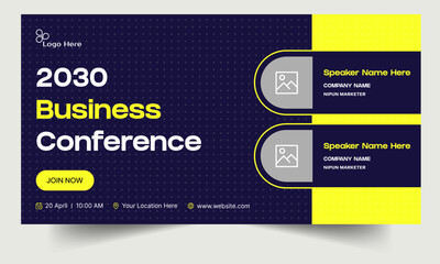 Business conference webinar banner template, web seminar for social media post, fully editable vector eps 10 file format