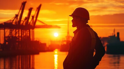 Fototapeta premium Engineer standing at port