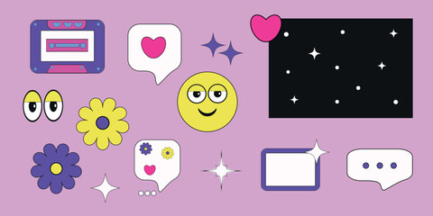 Set of retro sticker. Vector illustration