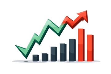 Green and Red Arrow Chart with Rising Bars