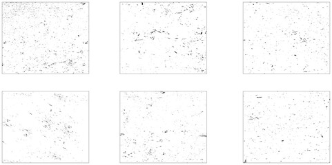 Grunge overlay textures with dust grain isolated on white background. Vintage grunge background with dirty edges and scratches.