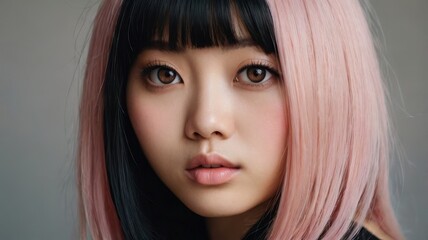 Fototapeta premium Japanese woman with pink and black hair