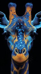 Cute Giraffe Face in Pastel Yellow and Neon Colors