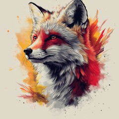 Naklejka premium Pastel Illustration of a Lovely Fox Face