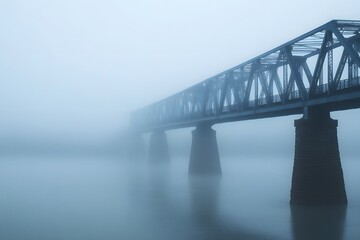 Bridge Silhouette in Misty Morning Fog