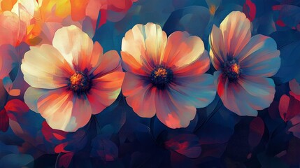 Obraz premium Elegant floral oil paintings, transparent layers, and exquisite generated artistic patterns. The recursive art style showcases the captivating visual flow of abstract floral forms