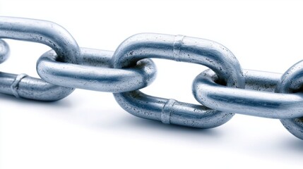 Obraz premium Closeup of a sturdy metal chain on a white background 