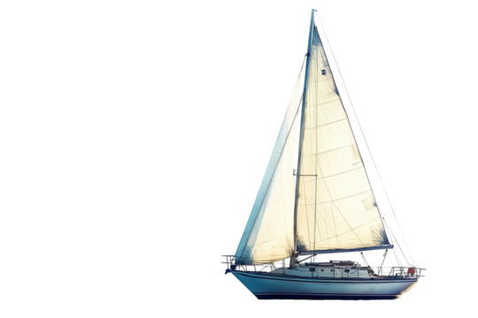 A Sleek Sailboat Isolated on a transparent Background Perfect for Marine-Themed Projects and Designs