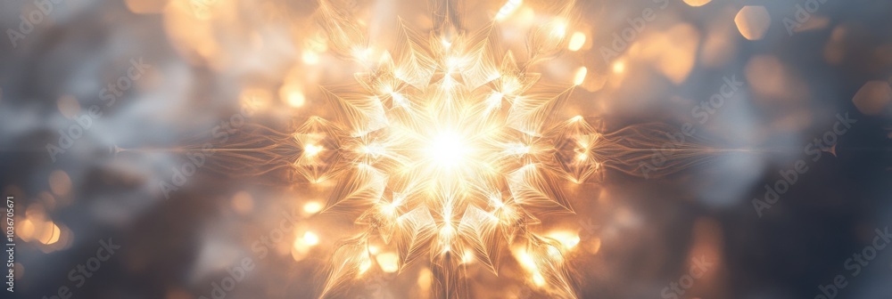 Fototapete delicate symmetrical shapes reminiscent of snowflakes glow softly, creating a serene and enchanting 
