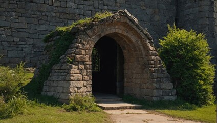 The archer tower stands proud amidst the vibrant landscape of nature
