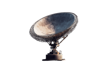 High-Resolution Image of a Satellite Dish Isolated on a Transparent Background for Professional Use in Technology Visuals