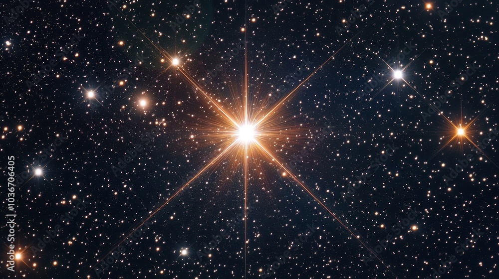 Poster distant star partially eclipsed by a celestial object with diagonal glare and subtle lens flare, set