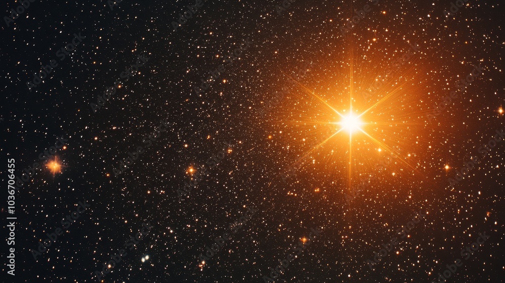 Poster distant star partially eclipsed by a celestial object with diagonal glare and subtle lens flare, set