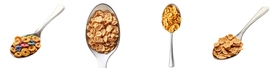 Fototapeta premium Spoon - A utensil for eating cereal Isolated on Clear White Background Highly Detailed
