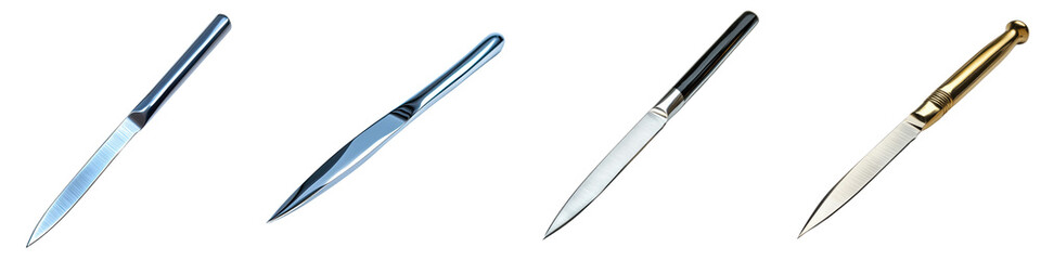 Obraz premium Scalpel - A small, sharp knife used for making incisions in surgical procedures Isolated on Clear White Background Highly Detailed 