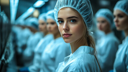 Young culinary students in a professional kitchen during a practical training session at a culinary school