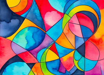 Fototapeta premium Bright multi-colored background with different shapes, colorful abstract pattern