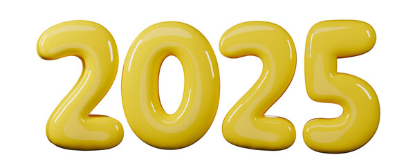3D Render Yellow Bubble Number Font 2025
