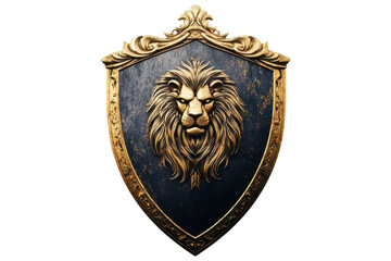 A Majestic Shield with a Lion Emblem Isolated on a transparent Background Ideal for Heritage and Branding Use