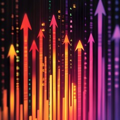 Fototapeta premium Vibrant Arrow Collage Background for Business Economy and Financial Strategy
