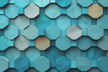 Fototapeta premium Digital Turquoise Hexagon Abstract Clean Background.