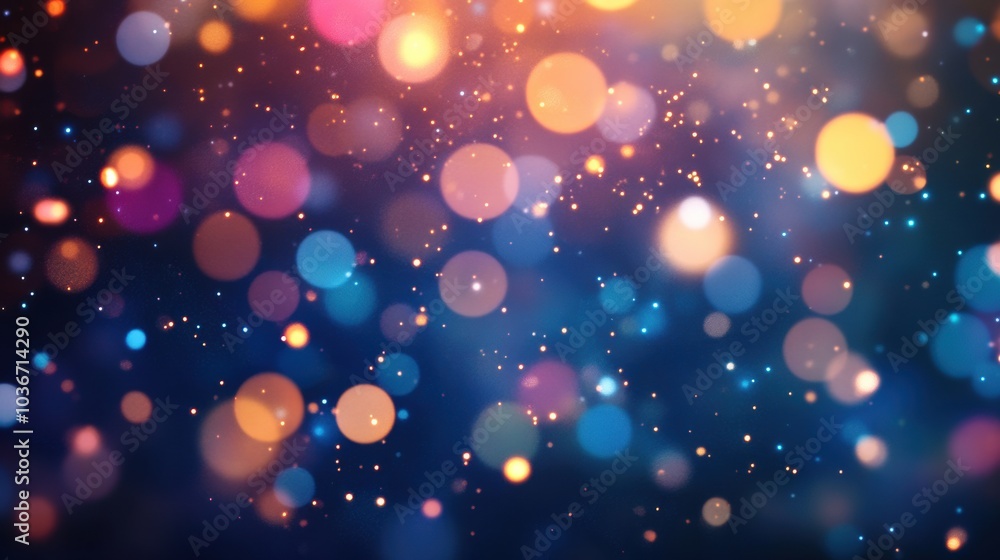 Poster colorful abstract lights illuminate the night sky, creating a magical atmosphere filled with festive