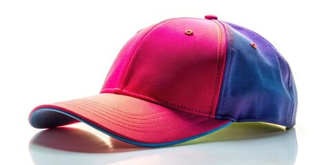 Fototapeta premium Isolated Baseball Cap Mockup for Low Light Photography - Stylish Headwear Showcase on White Background, Perfect for Marketing, Design Projects, Apparel Promotion, and Branding Usage