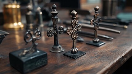 Antique Medical Instruments Adorned with Floral Motifs