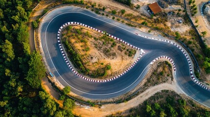 A Winding Road Curves Through a Lush Forest