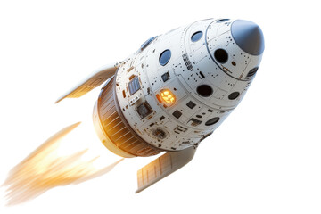 Dynamic Image of a Space Capsule Entering Earth's Atmosphere, Ideal for Science and Technology Applications