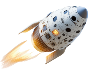 Dynamic Image of a Space Capsule Entering Earth's Atmosphere, Ideal for Science and Technology Applications