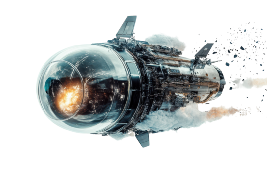 Space Capsule Re-entering Earth's Atmosphere: A Captivating View of Technology and Engineering at Work