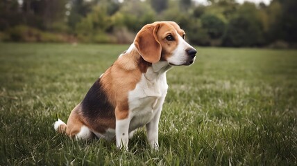 Cute Beagle Dog Sitting