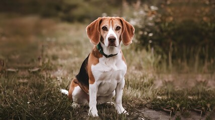 Cute Beagle Dog Sitting