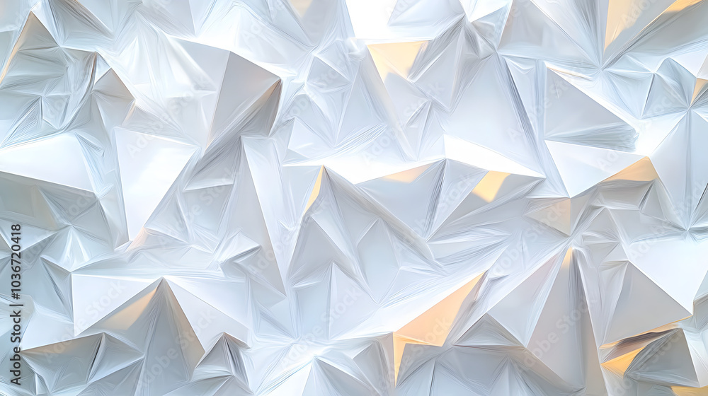 Poster the image is a white background with a lot of triangles. the triangles are all different sizes and a