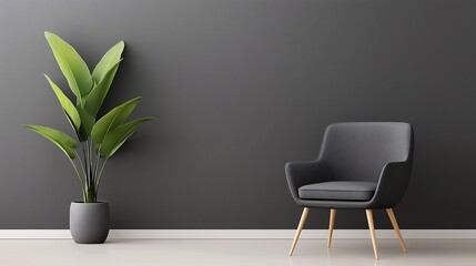 Modern Living Room with Plant and Chair