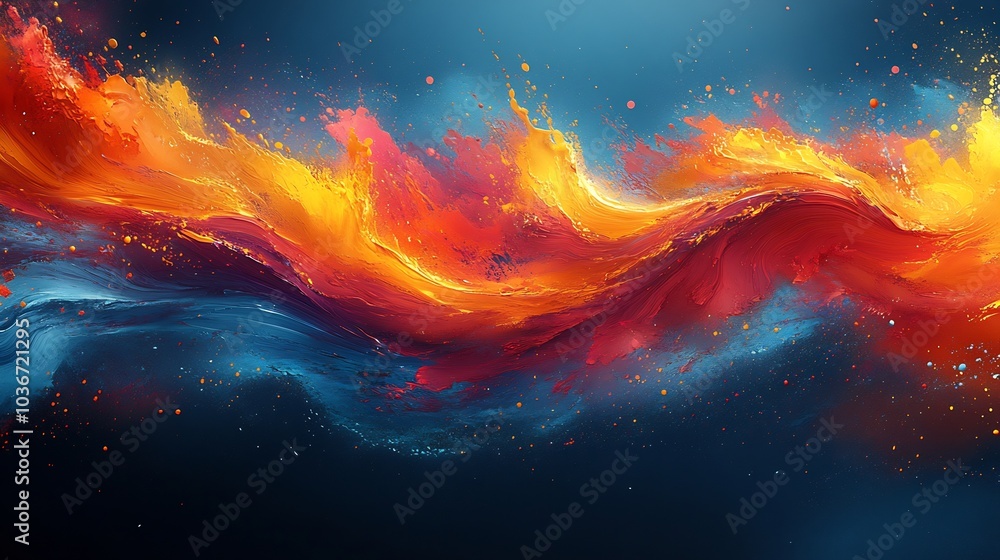 Poster vibrant abstract background with energetic splashes of color and dynamic shapes perfect for event ba