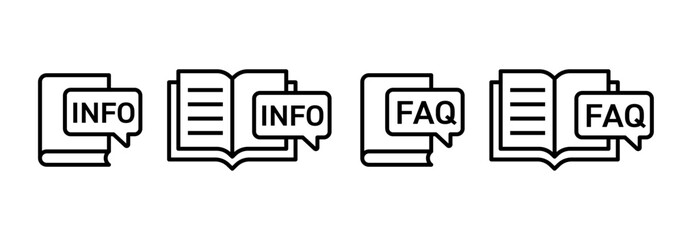 Instruction book  icon vector set. Faq bubble symbol