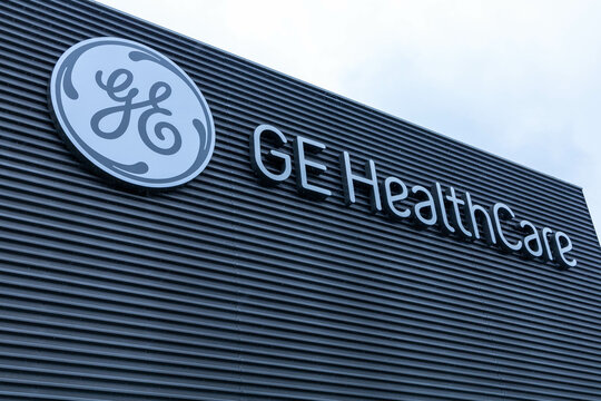 GE healthcare logo sign. GE healthcare providing integrated solutions that make hospitals efficient, clinicians effective, therapies precise, and patients. Eindhoven, the Netherlands. 7 January 2024. 