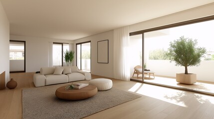 Fototapeta premium Modern Minimalist Living Room with Natural Light