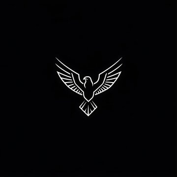 recommend clip art: A simple line art illustration of a white eagle against a black background.