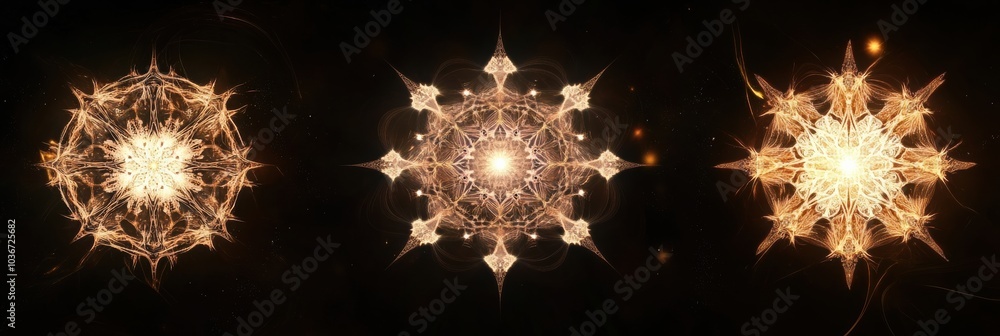 Leinwandbilder intricate symmetrical geometric shapes emerge in a dark setting, echoing the beauty of snowflakes th