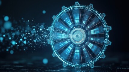 The traditional Wheel of Dharma is reimagined as a metallic glowing wheel floating against a background.