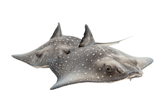 A Captivating Close-Up of Stingrays Swimming Gracefully on a Crisp transparent Background for Artistic Purposes