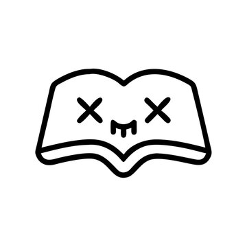 recommend clip art: Open book with funny face line art illustration on white background