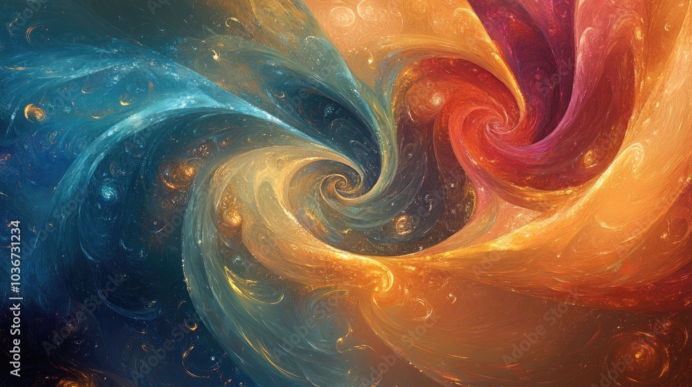 Poster A vibrant, colorful background with swirling abstract patterns, creating a sense of wonder and magic, perfect for a fantasy-inspired setting