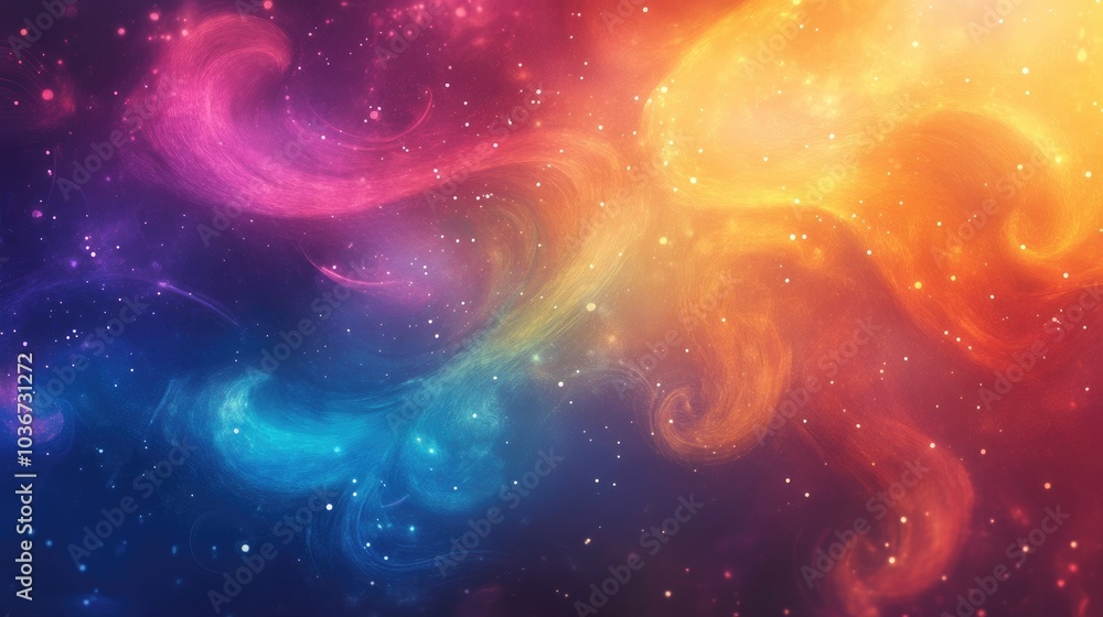 Poster a vibrant, colorful background with swirling abstract patterns, creating a sense of wonder and magic