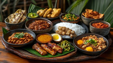 Obraz premium Hearty Asian Breakfast Dishes in Bright Kitchen Setting