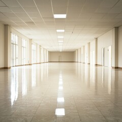 Obraz premium Spacious Empty Room with Bright Lighting and Polished Floors in Modern Architecture Style